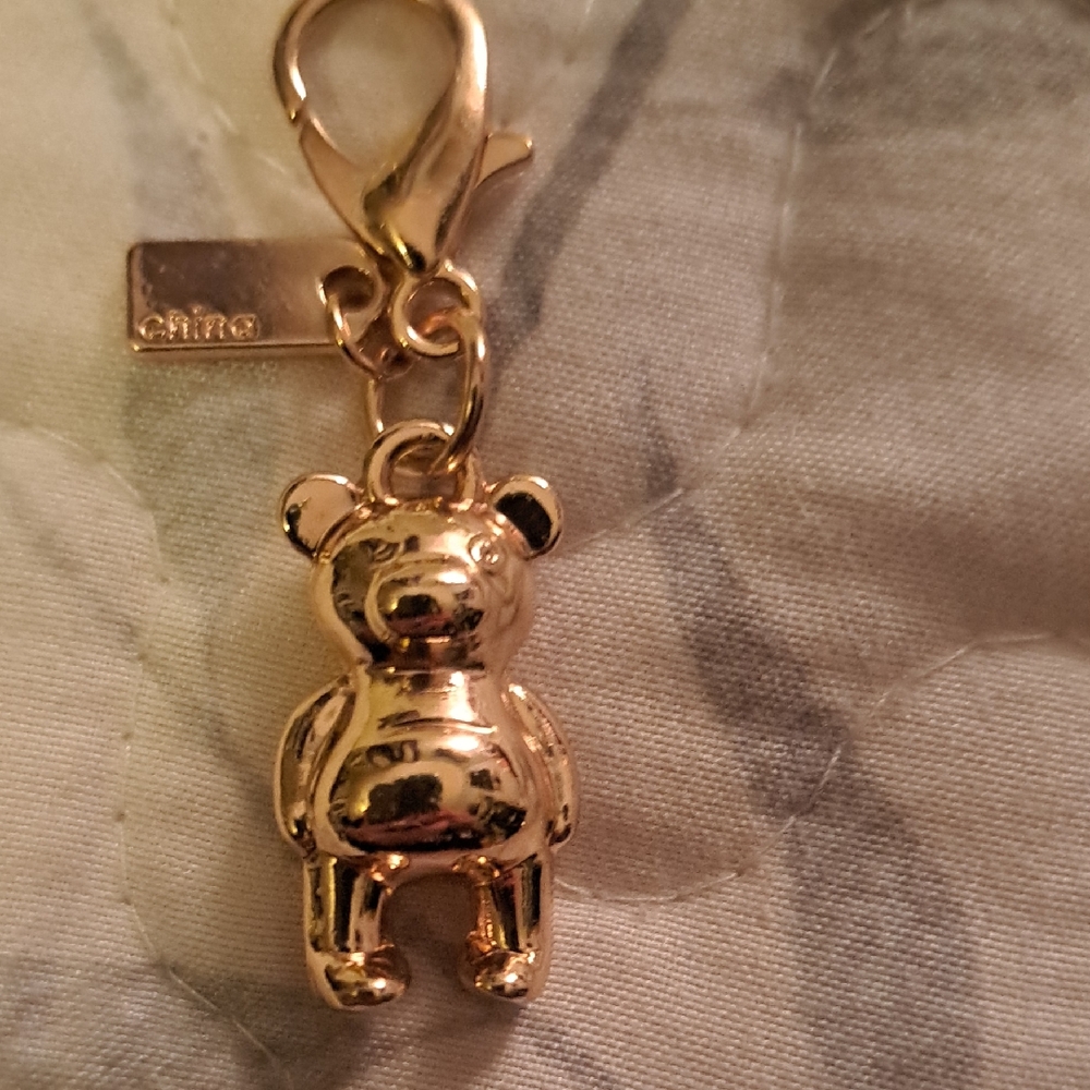 Coach Gold Teddy Bear Charm Keychain